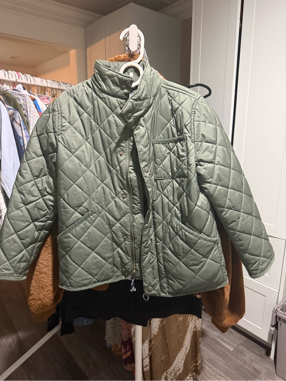 J Crew Kids Olive Green Diamond Quilted Chore Jacket